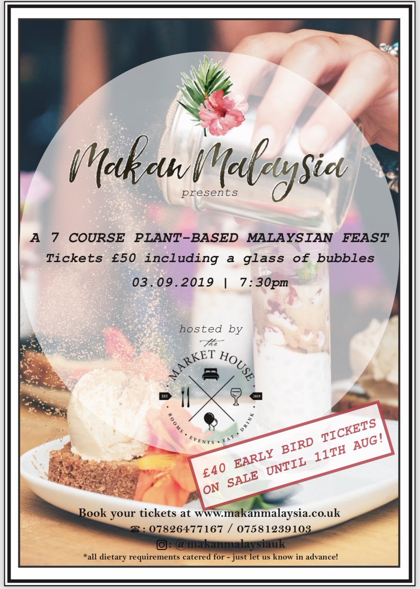 Nice peeps in #rdguk town the amazing <a href="/makanmalaysiauk/">Makanmalaysiauk</a> are cooking up a #plantbased storm at <a href="/MarketHouse_RG1/">Market House Reading</a> ...7 course &amp; glass of 🥂included in the ticket! Hurry to book as early bird ends tomorrow!!! #veganrecipes