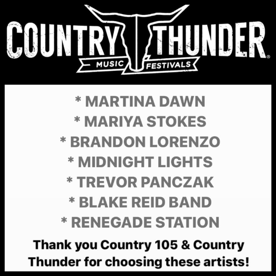 CountryMusicAB's tweet photo. Congrats to these members on being selected to play the @Country105_FM Country stage at @countrythunder Music Festival Alberta! 🎶 ~ @mariyastokes @Martina_Dawn1  @_MidnightLights, @BlakeReidBand, @trevorpanczak  Brandon Lorenzo @RenegadeStation https://t.co/swSZVbxES1