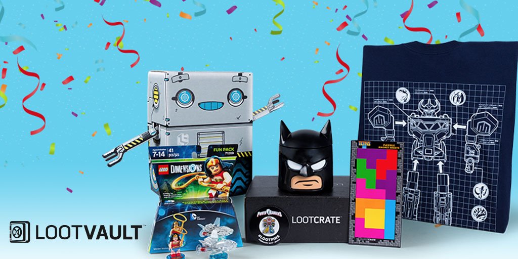 lootcrate's tweet photo. Extra loot, anyone? If you make a purchase of $70 or more this week in the #LootVault, you'll receive a past crate as your free gift!: https://t.co/slTMPe2e3a https://t.co/X49F8sBKv7