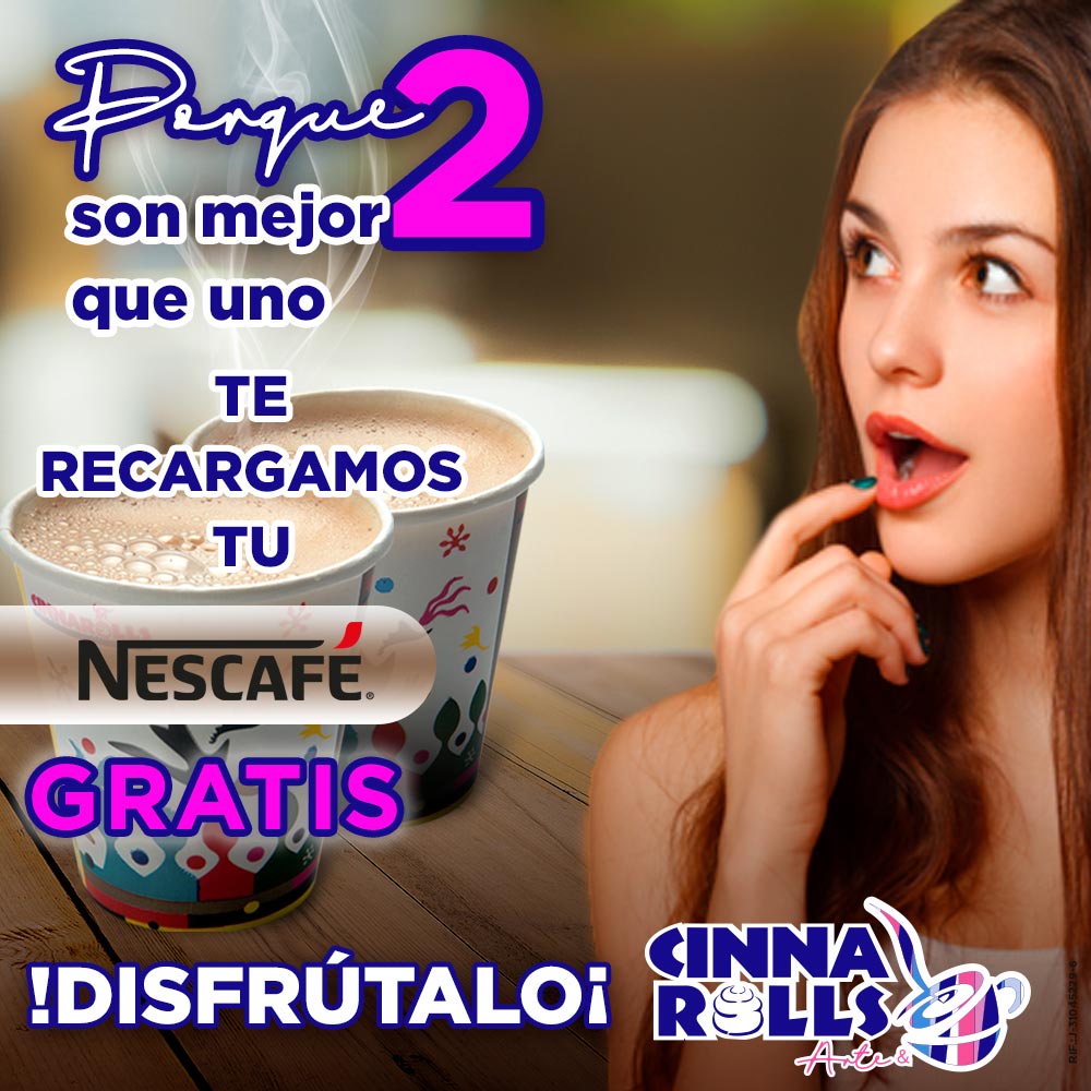 Y tu que esperas para recargar tu Nescafé sabor Vainilla o Capuccino gratis en las tiendas @cinnarollsoficial en las tiendas de la Capital