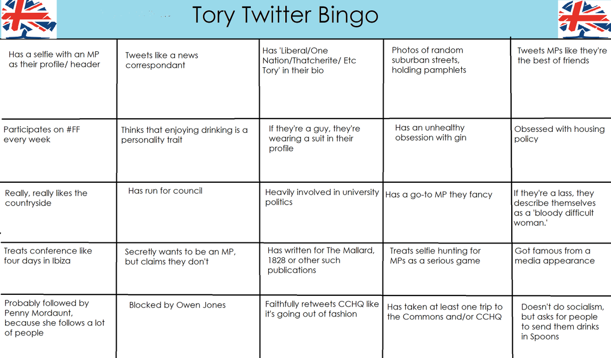 sarah_stook's tweet photo. #ToryTwitter bingo. Tage yourself and your marks. https://t.co/QS94UqQjDF