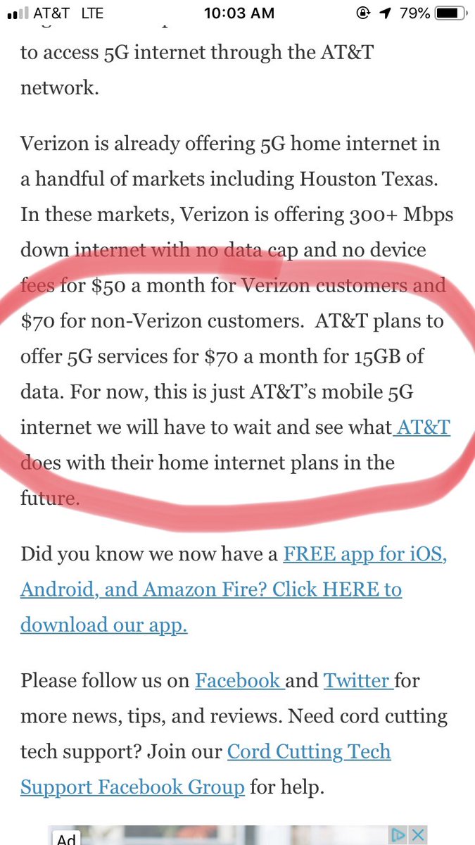 micahtemple's tweet photo. I can’t wait to be data capped by @ATT at 15gb on their 5G service next year. I know @JohnLegere and @TMobile would never pull this on their customers. https://t.co/a4XROo28mx
