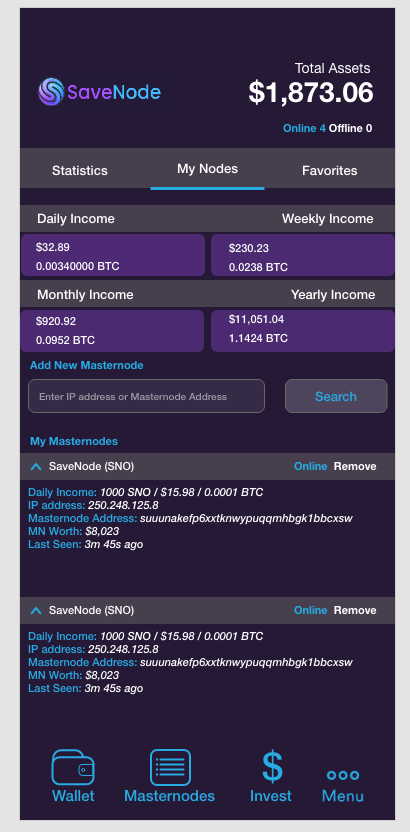 savenode_io's tweet photo. We're on the home stretch on the #SaveNode multi currency app! You'll be able to store your $SNO, $BTC, $BCH and any $ETH or #ERC20 tokens!
On top of this we're kicking off v2, which enables our users to search and watch #MasterNodes as well as track their own SaveNode MNs! https://t.co/HUtKiVfF9O