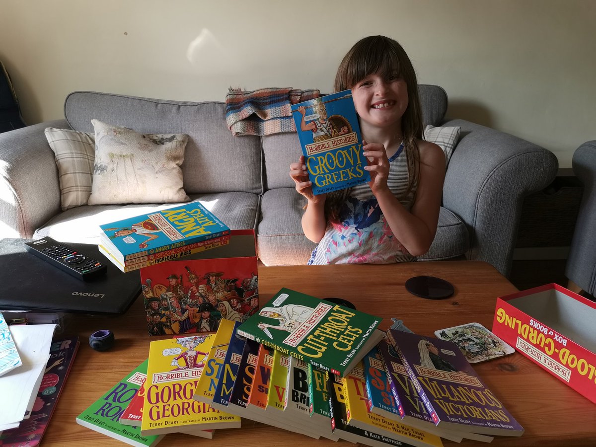 GreenManRural's tweet photo. Sorting out our HORRIBLE HISTORY books in chronological order summer project for the girls to get them all read. https://t.co/RhG2P9zeHf