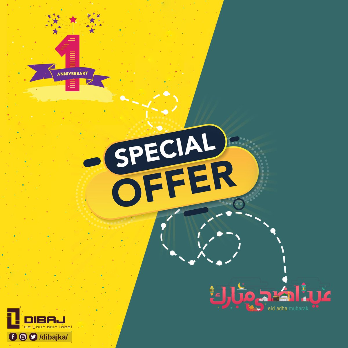DibajKA's tweet photo. Dibaj anniversary 🎉🎉
#offer 
كل عام وأنتم وديباج بخير ✌❤
الذكرى السنوية لديباج
تصادف العيد بالعيد فصار عيدين 😍
بمناسبة الذكرى السنوية الاولى لديباج والعيد الاضحى المبارك الفرحه بقت واجبه 😌

⛔ #اطلب تيشرتين وخد التالت هدية
⛔ #اطلب تيشرت واحد وخد خصم 30٪ على التيشرت التاني https://t.co/qvYbKJNIR1