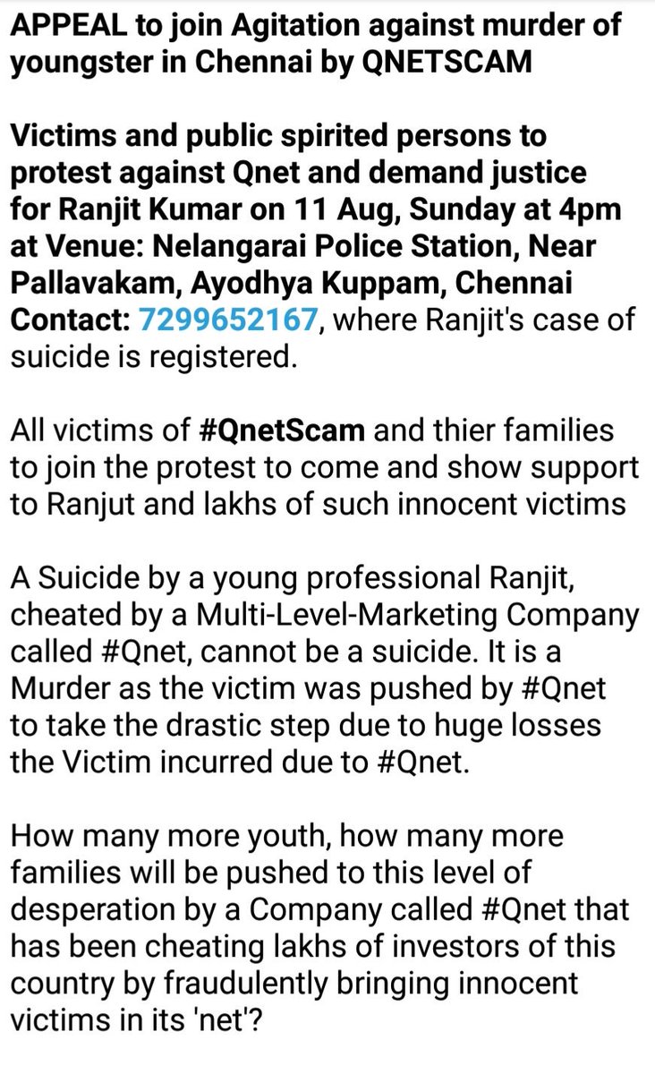 HirvaneVivek's tweet photo. @ArvindKejriwal @EOWDelhi @CBItweets @AamAadmiParty please visit nearest @cafecofeeday and watch live @QNET_India @QNetOfficial #qnetfraud #ecommerscam frauding
Proofs.
How @QNET_India/
@QNetOfficial fooling innocent freinds &amp; relatives.#whitemoney #indiasbiggestfraude #qnetscam https://t.co/CGSm3gGxFx