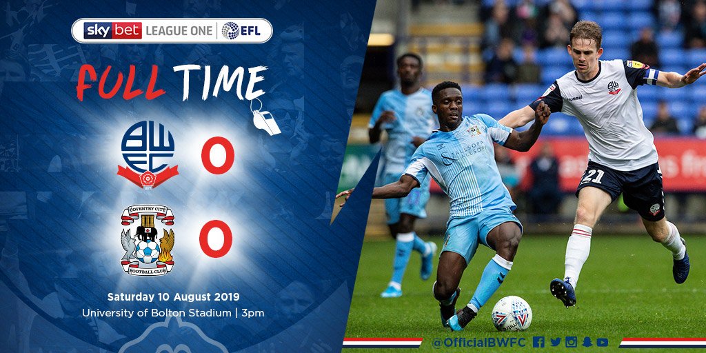 OfficialBWFC's tweet photo. Full-Time: Wanderers 0-0 @Coventry_City 

Our youngsters have become men with that performance! A tremendous effort by a group of lads with an average age of 19 to earn Wanderers their first point of the season.

TAKE. A. BOW! 👏🏻

#BWFC 🐘🏰 https://t.co/zdUVlxqD2v