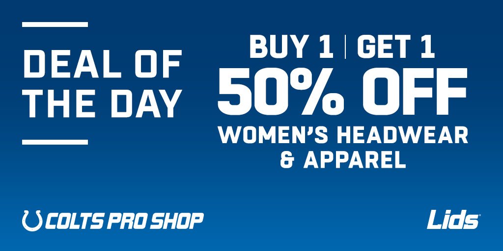 coltsproshop's tweet photo. One is never enough, so buy one Women's apparel or headwear item and receive 50% off a second women's item! #ColtsCamp https://t.co/yPzsoAGYpE
