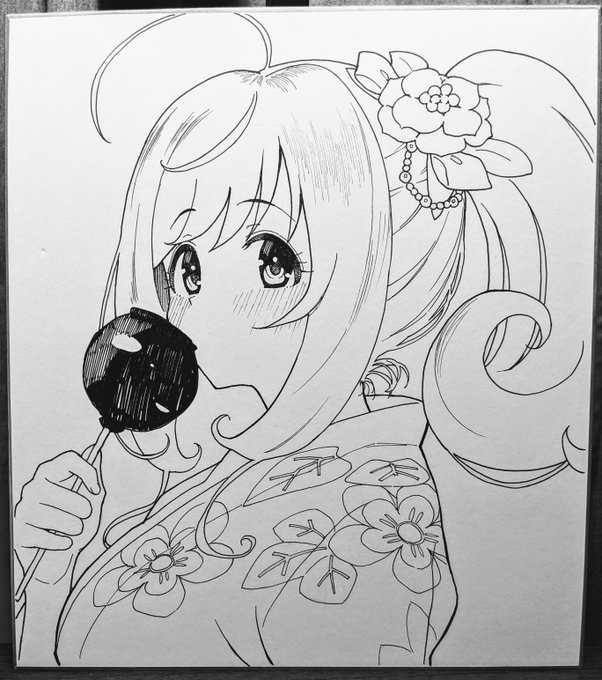 浴衣デートでリンゴ飴を食べるしゅがは 