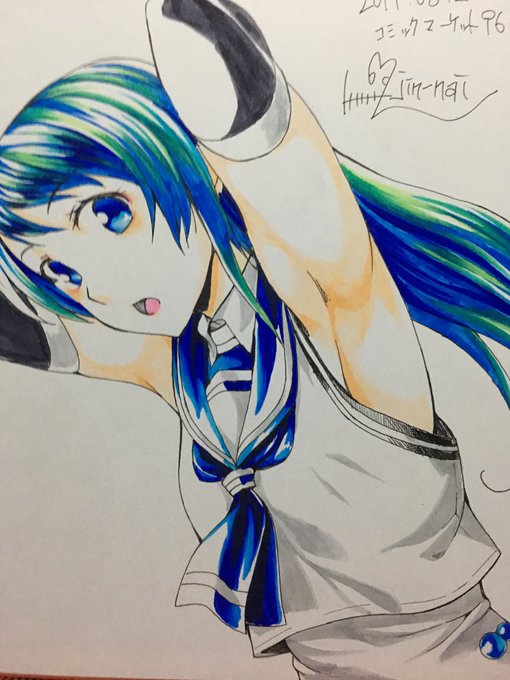 コミケで出品予定の色紙用五月雨絵、色塗り完了(゜∀゜) 