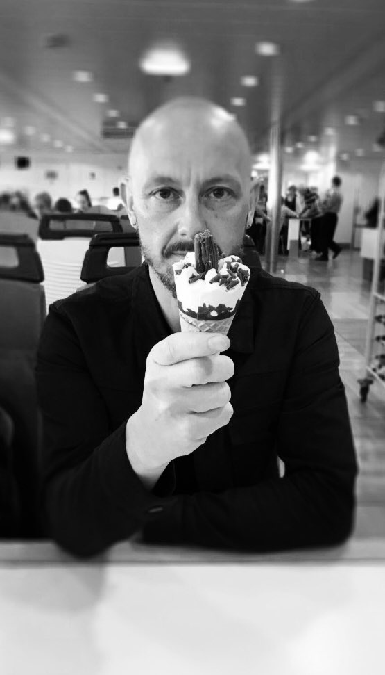 therapyofficial's tweet photo. A 6am start, a 7 hour wait for a ferry and a choppy crossing have driven the Evil Priest to ice cream! #ICEMF https://t.co/RCYSSewzfO