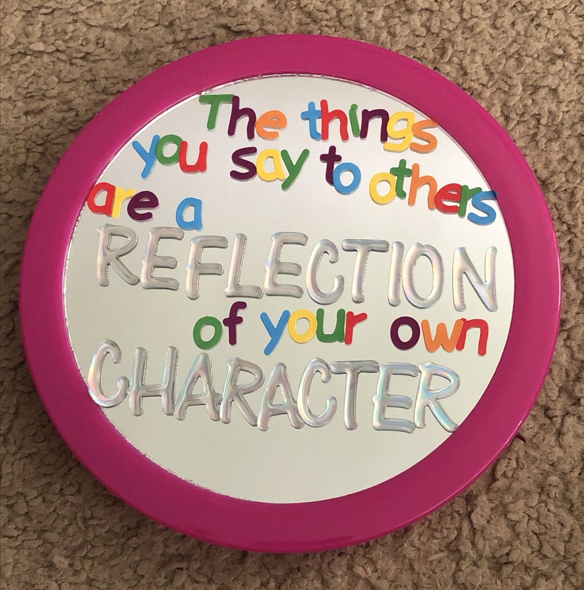 MrsMohl_HPE's tweet photo. My spacing skills need some work, but I’m happy with how this turned out! #classroomDIY #healthclass #middleschool #mirror #character https://t.co/JwUd53C7S7