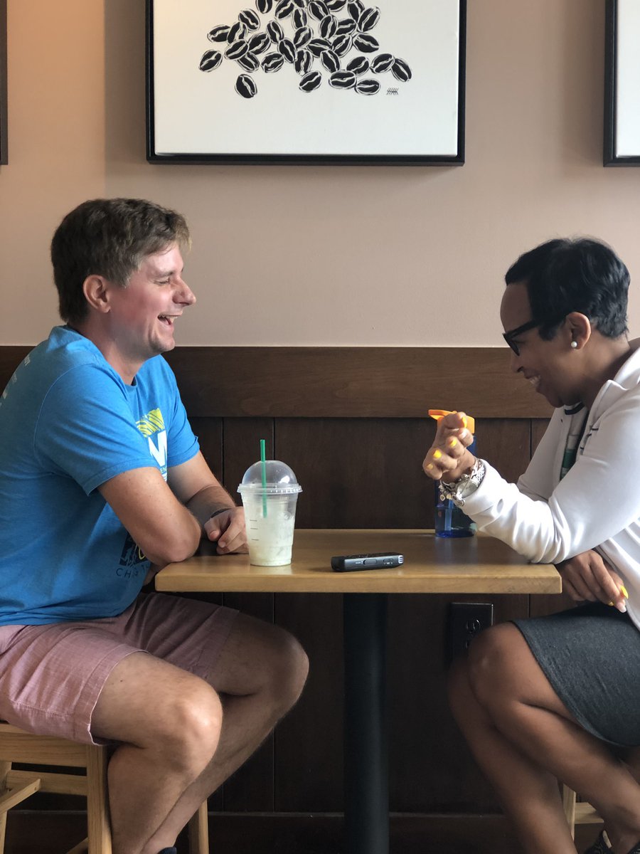 dr_otway's tweet photo. Nothing but laughter here😆 Sharing Starbucks & Stories w/@TBarton42. #Latinx #MyStory #leadwithlaughter https://t.co/vEKrocvL0m