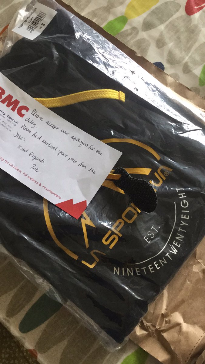 Thank you <a href="/Team_BMC/">British Mountaineering Council</a> for my <a href="/lasportivatwitt/">La Sportiva</a> prize for winning the JBBCs last month! It just came in the post ☺️