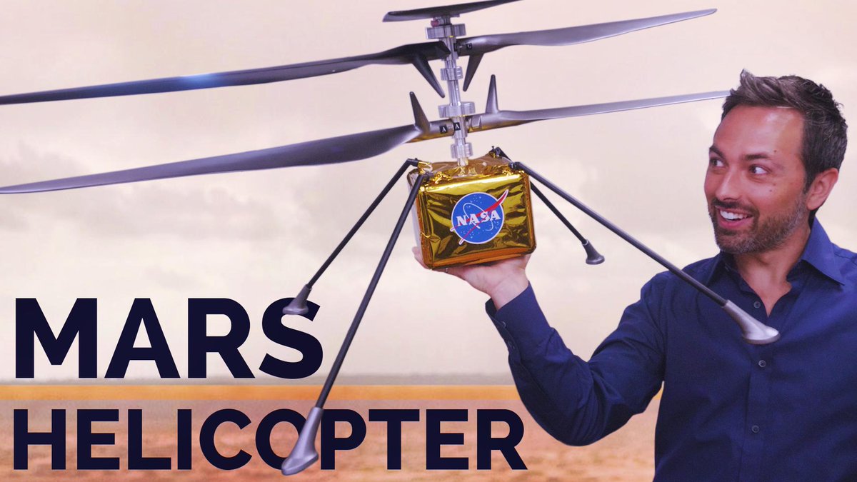 veritasium's tweet photo. NEW VIDEO: First flight on another planet! All about the Mars Helicopter, which I got to visit before it launches next year: https://t.co/TzrY218gUr https://t.co/NL1BdXhKHh