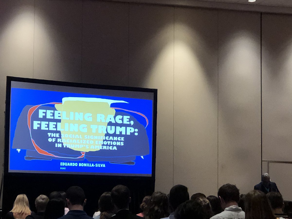 analyticturn's tweet photo. “We all feel race, but these feelings are not equally regarded in the public space.” — Dr. Bonilla-Silva @natlofficeofakd Distinguished Lecture #ASA2019 

🍀 to be at the #ASAHonorsProgram with a scholar I have read in my seminars &amp; cited in every paper I have written since! https://t.co/fncC8OK0mx