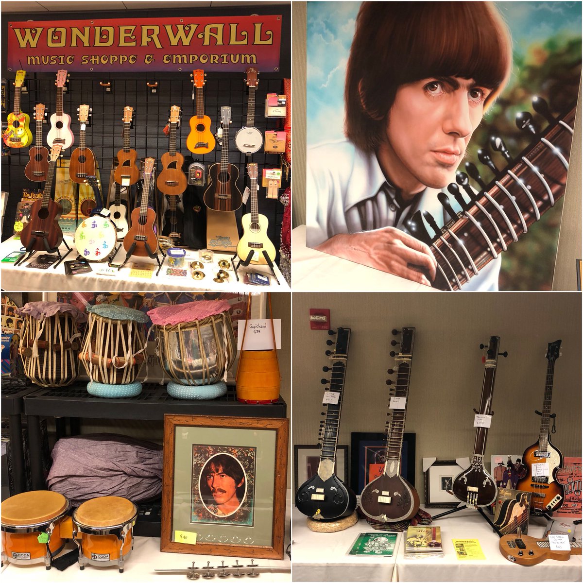 Beatles_Fest's tweet photo. A brand new and awesome room at the Chicago Fest is the Wonderwall Emporium! So much to see, including a sitar demonstration!#ComeTogether2019 https://t.co/Nc1LsJaQ3d