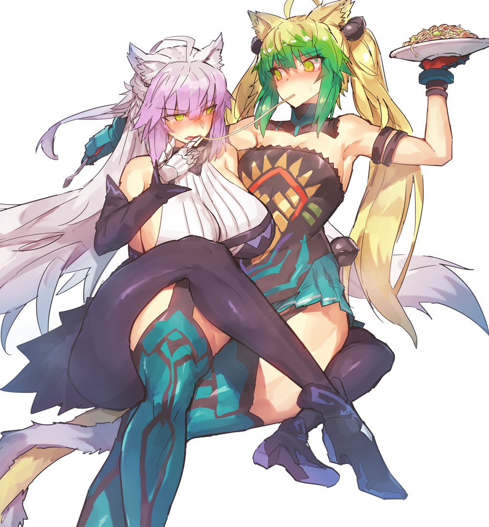 Fgo 一本のパスタを啜り合うアタランテ達のイラスト