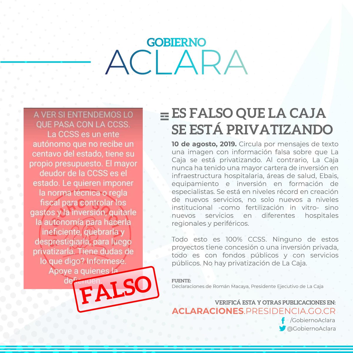 gobiernoaclara's tweet photo. #GobiernoAclara Es falso que La Caja se está privatizando

https://t.co/ppBhXwpZ1P https://t.co/0QuzrxnsU8