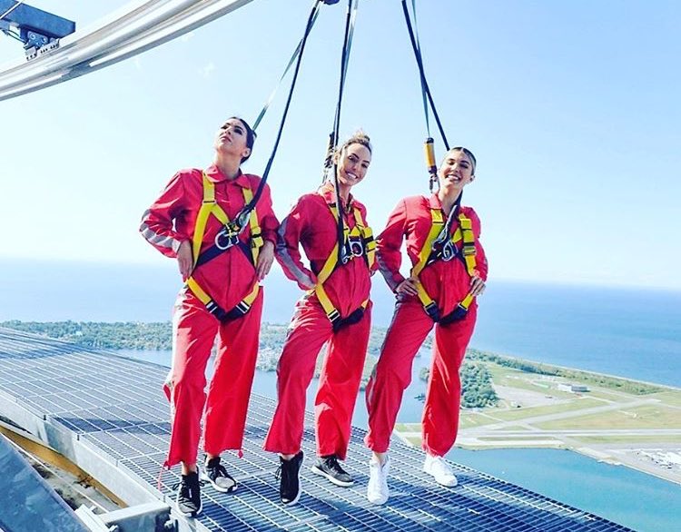 RoyalToTheEnd's tweet photo. So, uhhh... this took me a bit to stomach up and tweet about. Still have anxiety just looking at these pictures! Told myself to NOT LOOK DOWN. “Looking down is not iconic” I kept saying. We brought Catie Kasey with us, because if one of us were to go down...never mind. https://t.co/TM8nyK4BGH