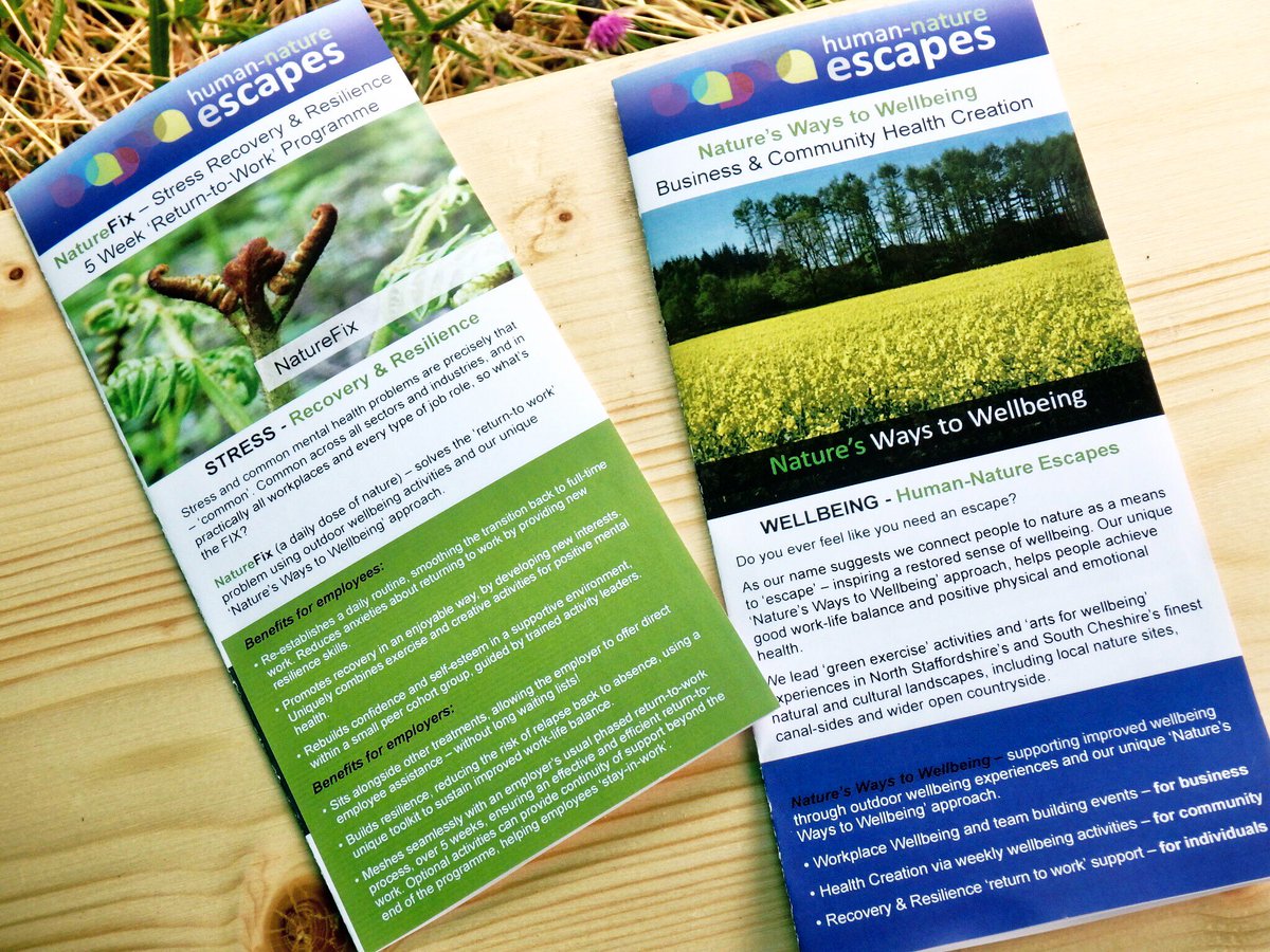 human-nature (@hnescapes) on Twitter photo Hot off the press.
New leaflets for our Business and Community #HealthCreation activities & our <a href="/TNLComFund/">The National Lottery Community Fund</a> funded ‘NatureFix’ return-to-work programme for employees with #stress.
A joint effort btw our participants, contributing photos & content advice, & KilnCreative at VAST Hot off the press.
New leaflets for our Business and Community #HealthCreation activities & our <a href="/TNLComFund/">The National Lottery Community Fund</a> funded ‘NatureFix’ return-to-work programme for employees with #stress.
A joint effort btw our participants, contributing photos & content advice, & KilnCreative at VAST