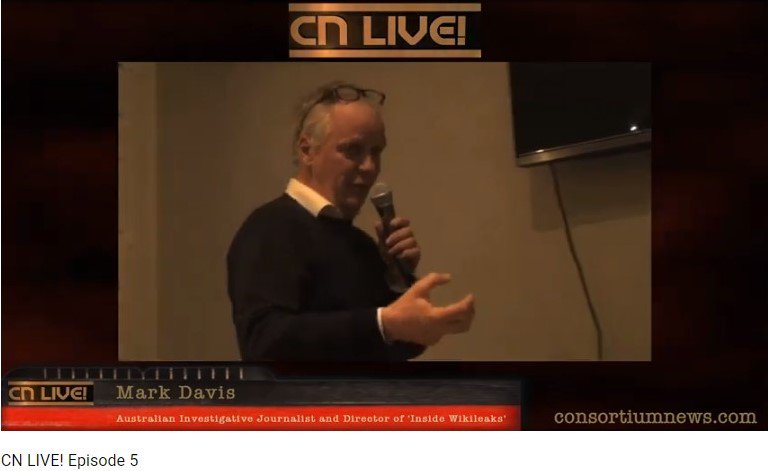 A big THANK YOU to Mark Davis for his eyewitness testimony in Sydney on 8 Aug 2019 (supported by footage from his 2010 report "Inside Wikileaks").Thanks to  @CathyVoganSPK for videoing Mark's presentation, & to  @Consortiumnews for screening it on their weekly news show CN Live.