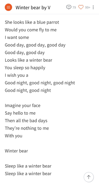 Taehyung used the dreaded SHE pronoun in his beautiful song, Winter Bear. The song was inspired by the scene in 'About Time" where the man proposes to the girl while she's sleeping. Is our Taehyungie in love? 