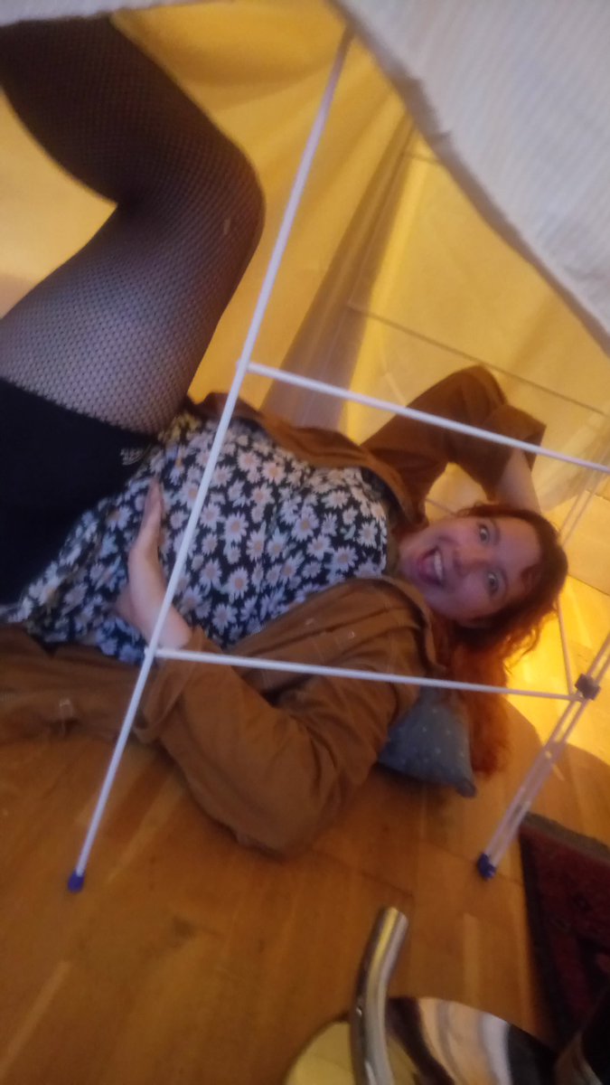 We're preparing for tonight's show... Here's @jessiestandsup in the "relaxation chamber" aka kitchen fort.