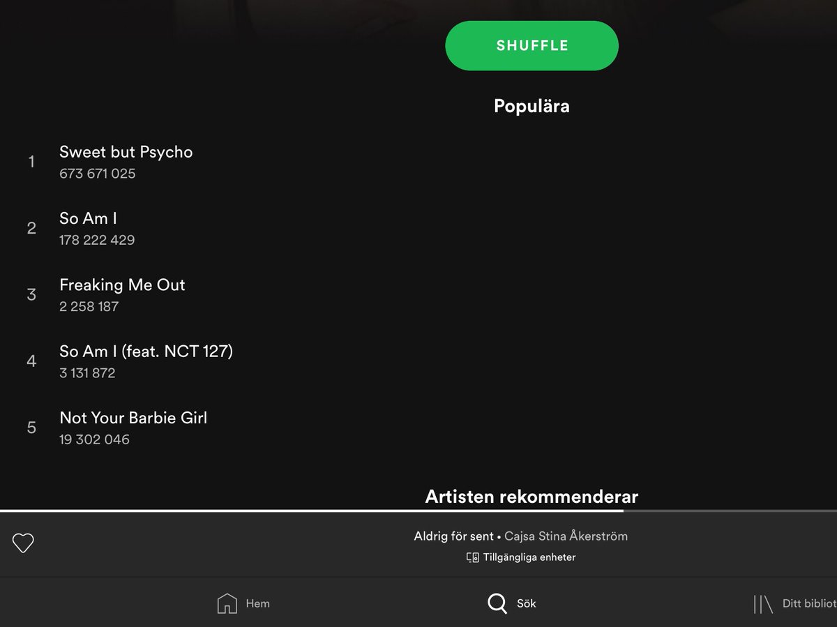 Ava Max lät ju lovande på #sommarkrysset tycke jag. Såg nu att låten visst hade 675 miljoner lyssningar