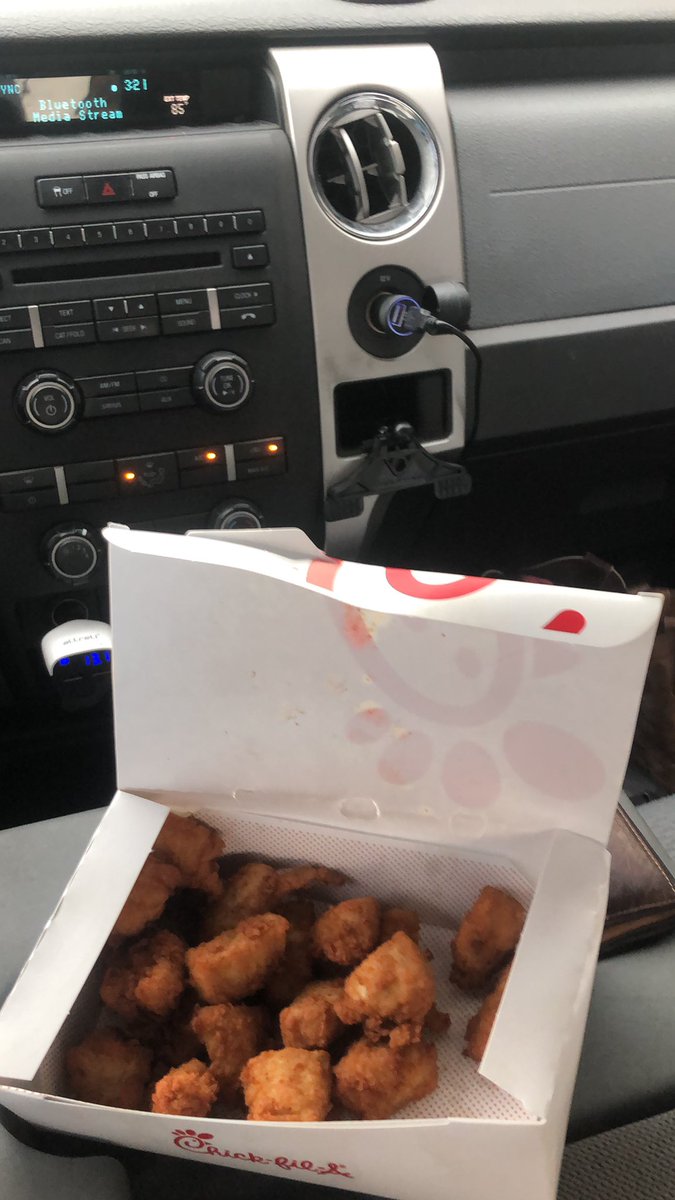 General_Mills10's tweet photo. I think the guy in the drivethru at Chick-fil-A expected to see other people in the truck when I pulled up to the window after ordering a 30pc Nugget... #Nope #JustMe https://t.co/k5KKqJrKMg