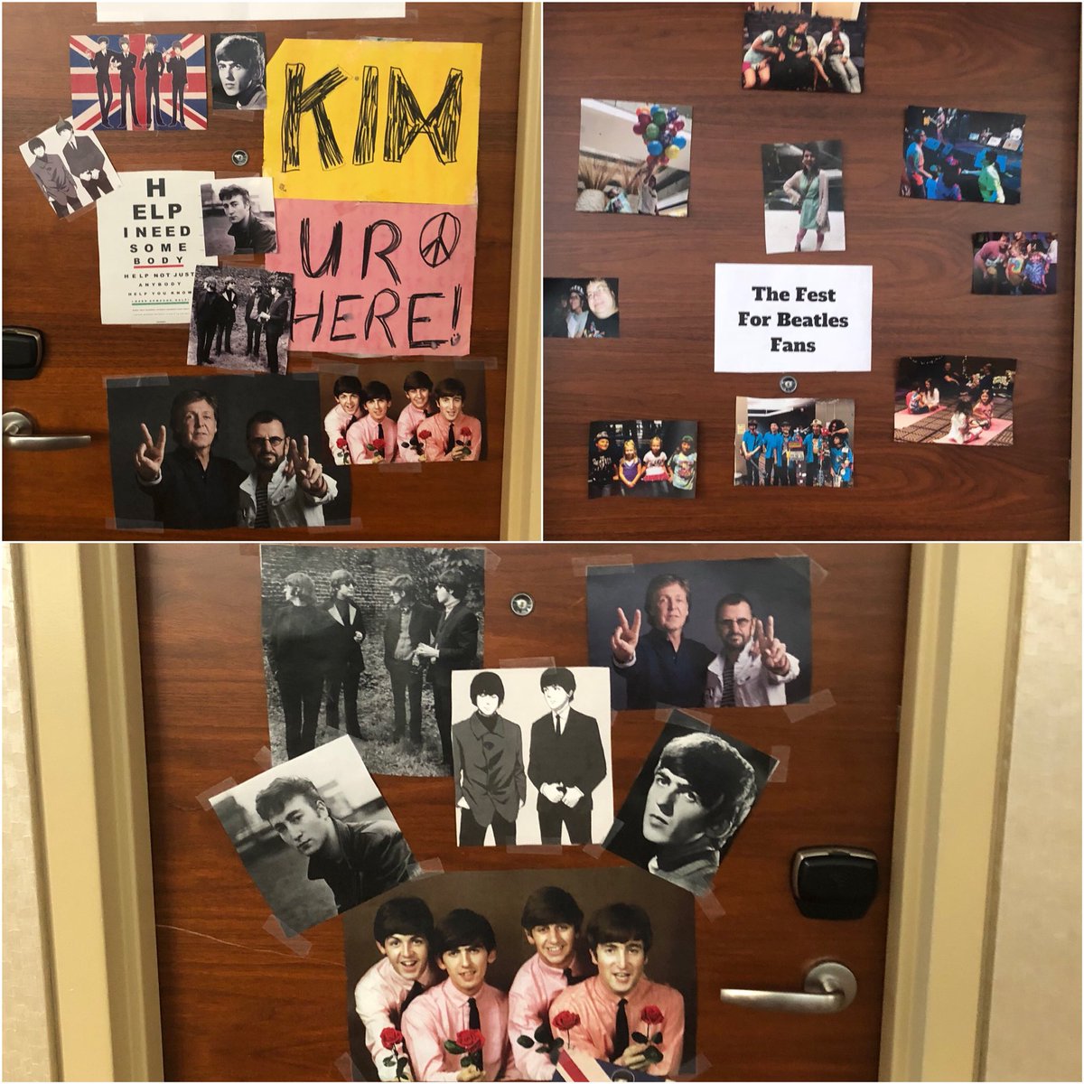 Beatles_Fest's tweet photo. Decorating the doors at the @HyattOHare — a Fest tradition! #ComeTogether2019 https://t.co/HC4gwbtRNl