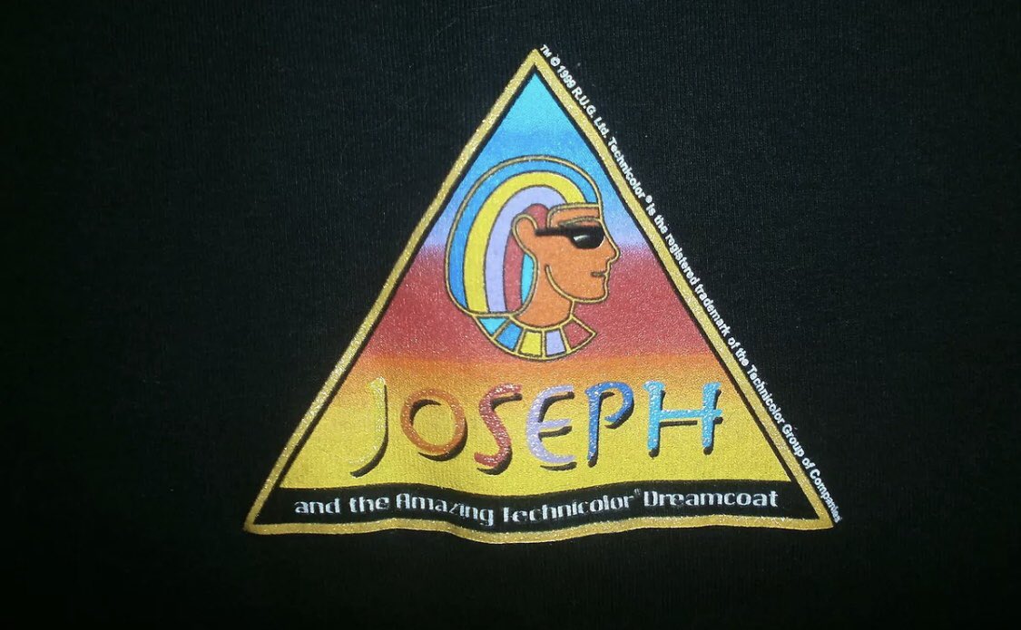 MANCTHEATRICAL's tweet photo. Who had this 1991 @JosephMusical T-Shirt ?! What’s the new 2019 mercy like ? Cannot wait to see the final performance in September. @jacyarrow @JDonOfficial @Sheridansmith1 #COLOUR #MUSICSL #THEATRE #AMAZING #DREAMCOAT @LondonPalladium https://t.co/8907TJhP7Z