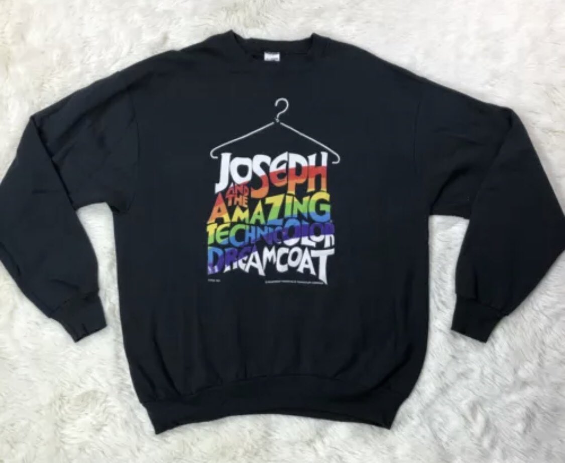 MANCTHEATRICAL's tweet photo. Who had this 1991 @JosephMusical T-Shirt ?! What’s the new 2019 mercy like ? Cannot wait to see the final performance in September. @jacyarrow @JDonOfficial @Sheridansmith1 #COLOUR #MUSICSL #THEATRE #AMAZING #DREAMCOAT @LondonPalladium https://t.co/8907TJhP7Z