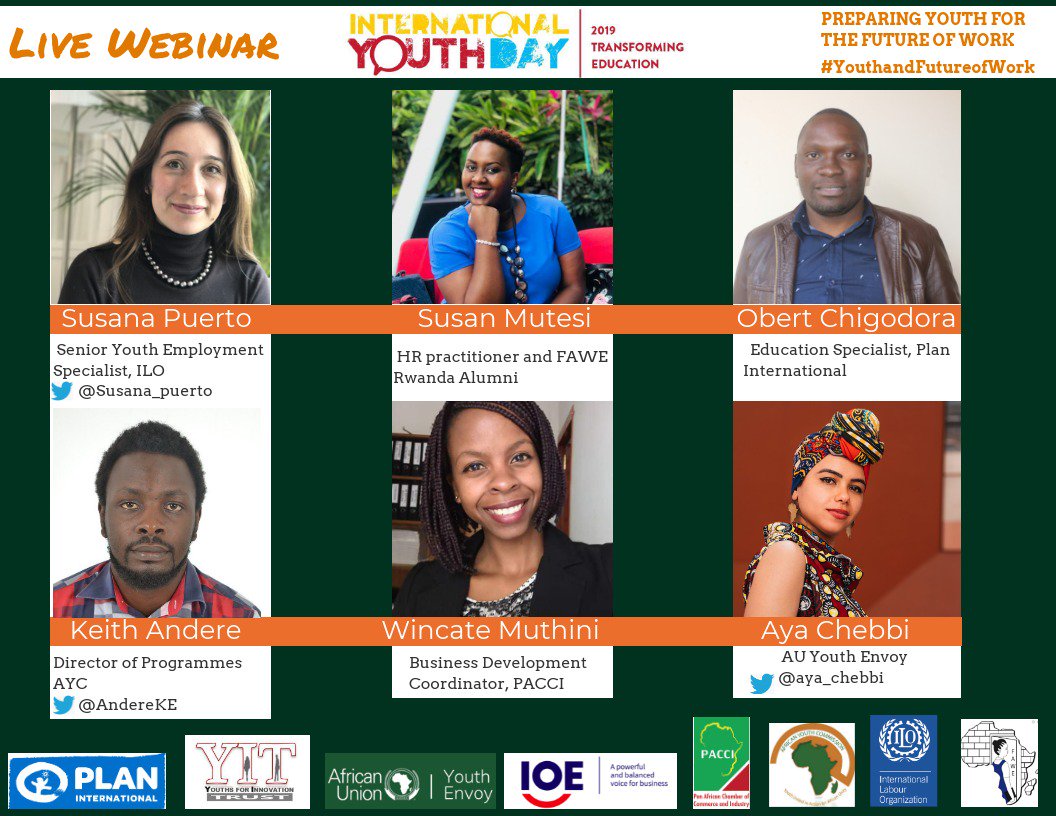 AYCommission's tweet photo. In celebration of the International Youth Day, we joined forces with @PlanRESA @auyouthenvoy_
@ioevoice @ayt_org @RsFawe
@ILOYouth @DecentJobsYouth to host a webinar on #YouthAndFutureofWork. Details here https://t.co/C84LCncGYO
#TransformEducation #AYCINACTION #TheAfricaWeWant https://t.co/xWMv9z3xpc
