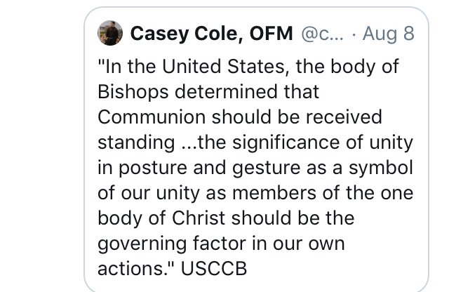 Mtherese11's tweet photo. @USCCB This ๐instruction from you is the problem.
Purposely taking away reverence for Jesus, truly present: Body, Blood, Soul, and Divinity in the Holy Eucharist. #AltarRails #TLM
#ReturnToTradition
#ReturnToReverence
#3rdSecret #Apostasy
#Infiltration
#OurLadyOfGoodSuccess https://t.co/KsIoU7n2ff