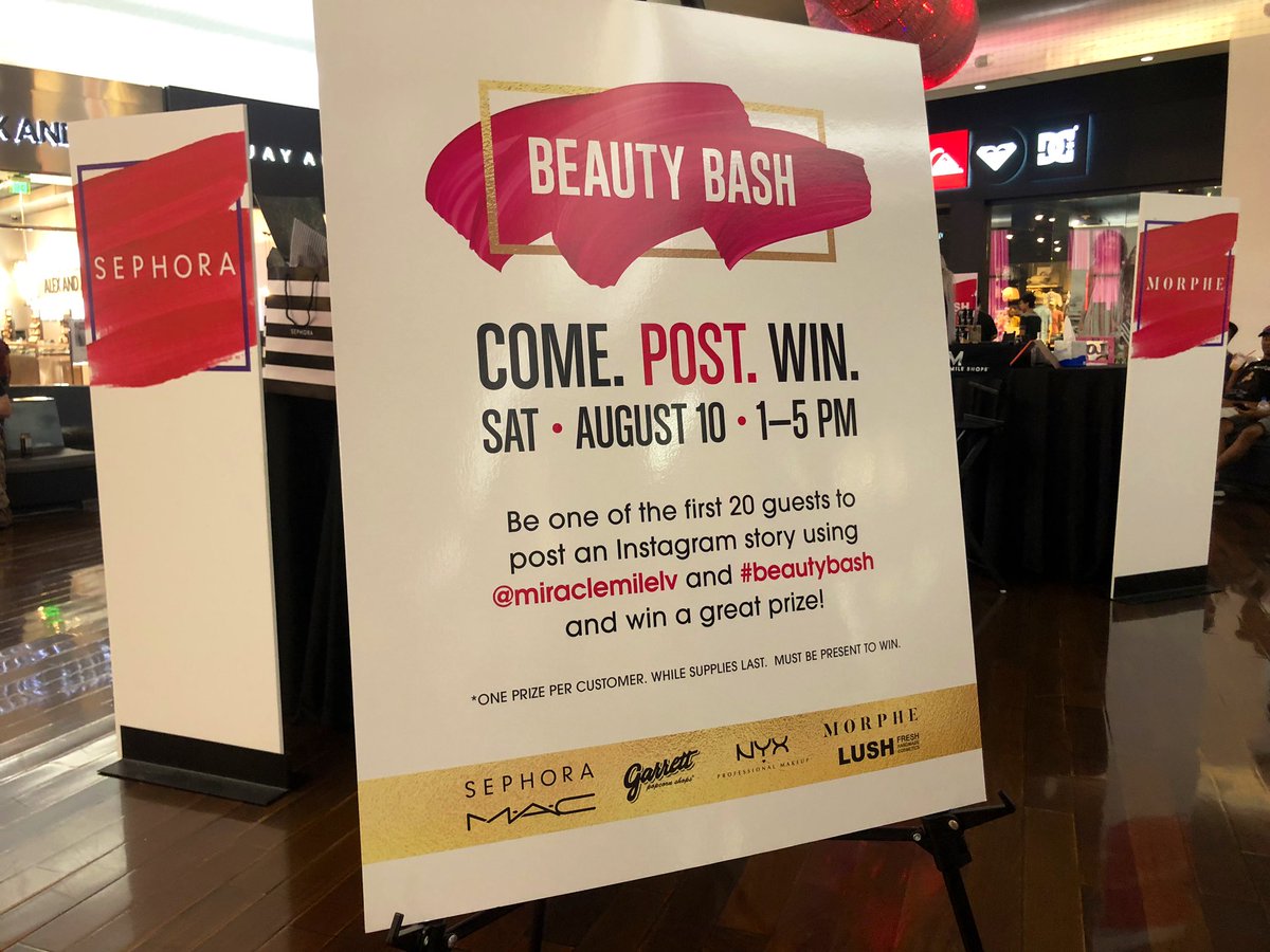 MiracleMileLV's tweet photo. Weโre giving away goodie bags full of our favorite beauty products to the first 20 people to use the #BeautyBash hashtag! https://t.co/QMUY026ufV