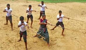 even lathi or bamboo stick has been used since centuries in Indian martial arts as form of self defence. in South India silamban or Silambam is used. recent training of lathi was in news? why, i dont know? it martial arts in India has long history. due to westernization it faded