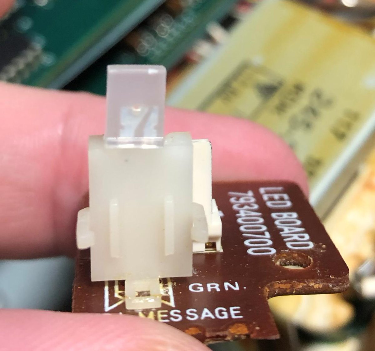 Pete_Brown's tweet photo. Today: Removed buzzing backlight transformer (not needed for OLED). Replaced broken cartridge slot and battery (parts from Syntaur). Ordered a rectangular LED for MIDI LED. Ordered new XLR jacks at the same time, because installed ones are a bit rusty. #mks80 #almostDone https://t.co/ndrTxTcYdj
