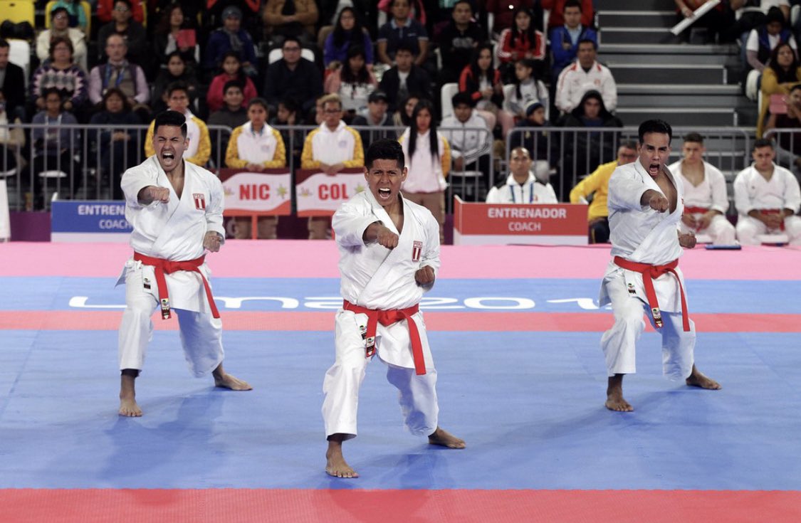 UNMSM_'s tweet photo. 🇵🇪🥇Felicitaciones al equipo peruano de Karate conformado por Oliver Del Castillo, John Trebejo y Carlos Lam que consiguieron la medalla de Oro en los Juegos Panamericanos Lima 2019 en la modalidad de kata masculino. ¡Un abrazo especial a John y Oliver que son sanmarquinos! https://t.co/dIXRvdbYYy