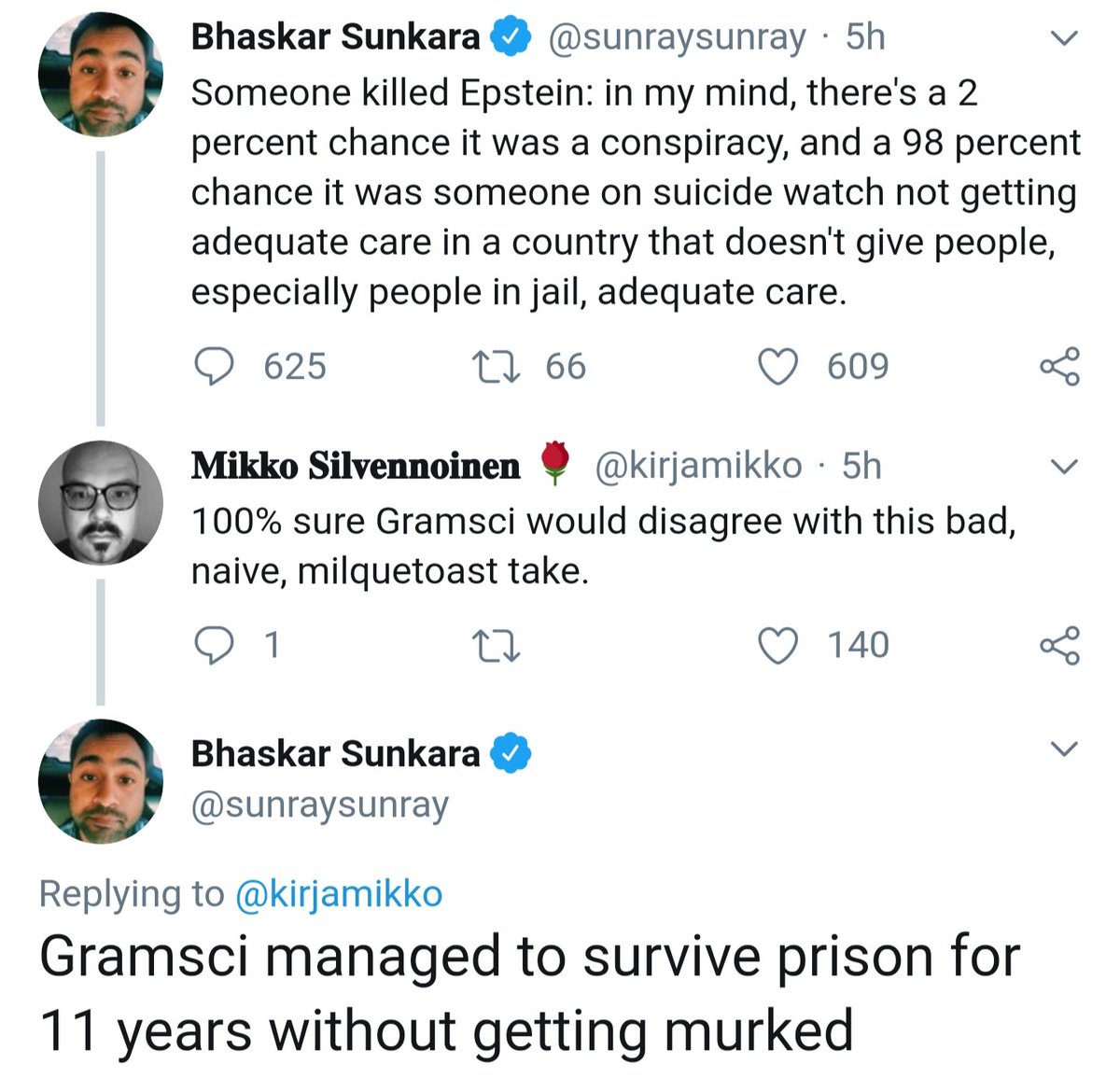 Pplswar On Twitter Bhaskar Sunkara Turns Billionaire Child Rapist S Jeffrey Epstein S Suspicious Death Into An Argument For Socialism Compares Epstein To Antonio Gramsci And Implies That Conditions In Mussolini S Fascist Prisons Were
