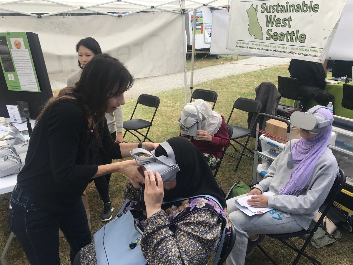 westseattleblog's tweet photo. Viewing the Virtual Salish Sea with @diverlaura at @SustainableWS GreenLife during Delridge Day https://t.co/lnmJf0pNGu