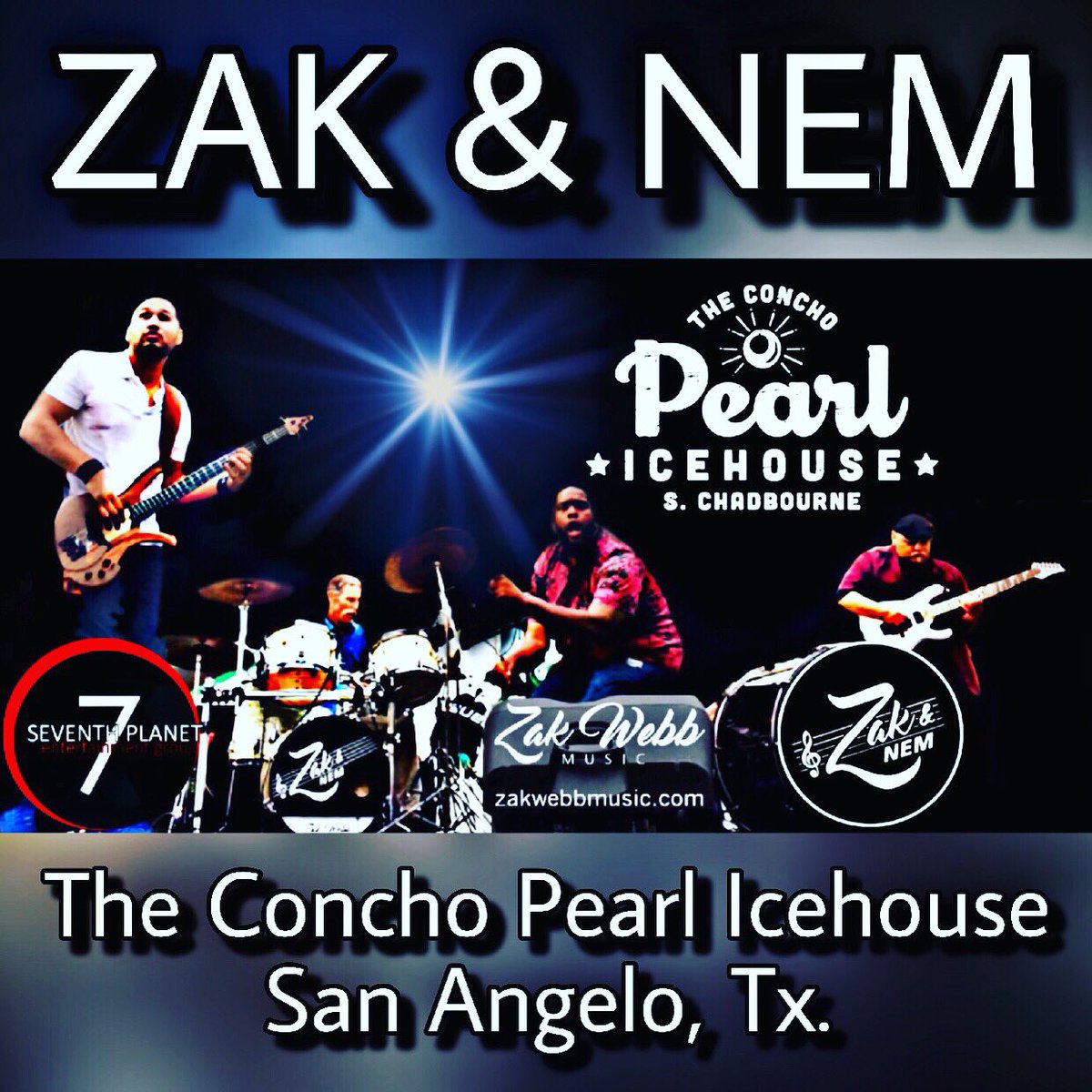ShaiBerry's tweet photo. ZAK &amp; NEM! Amazing Soul Band! Phenomenal Live Show! @ZakWebbMusic #zakwebbmusic #texasmusic #theconchopearlicehouse #thepearl #sanangelotx #sanangeloevent #giftedmusician #vocalist  #entertainment #shaiberry #7peg #7thplanetentertainmentgroup #talentbuyers #talentagent #bookaband https://t.co/hC5o7lzbo6
