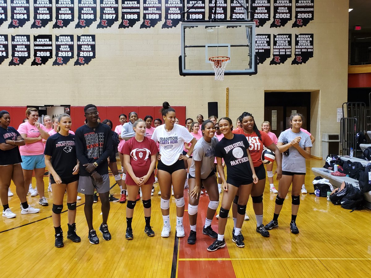 NCVBPANTHERS's tweet photo. Thanks to our alumni for coming to community day and taking on the coaches in a scrimmage. And thanks to everyone who came out to support us. We are excited to start the season! #PantherFamily #Onebrickhigher https://t.co/FpnOvGWdPN