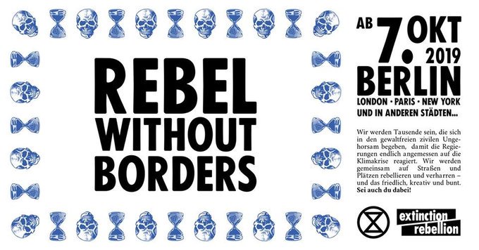 .<a href="/ExtinctionR_DE/">Extinction Rebellion DE</a> rose up in April &amp; they are going to rise up again in October.

Our #InternationalRebellion is just getting started:

facebook.com/events/4617448…

This is a climate &amp; ecological emergency.

#WorldwideRebellion
#EineNeueRebellionswelle
#RebelBeyondBoarders
<a href="/XRBerlin/">Extinction Rebellion Berlin</a>