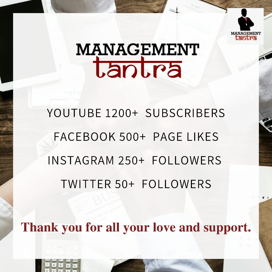 ManagemenTantra's tweet photo. You are helping us grow, Thanks for all the love and support. We are active on all platforms with different content. Do like and share. 

#ManagementTantra
#management
#LearnManagement https://t.co/bIvCGoeuxm