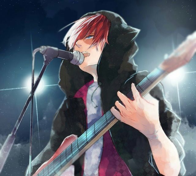 Todoroki was on stage playing his guitar

"I don't wanna feel like this tomorrow
I don't wanna live like this today
Make me feel better
I wanna feel better
Stay with me here now
And never surrender"

He gets off stage and walks up to (your character), "hey, what's up?" he smiles