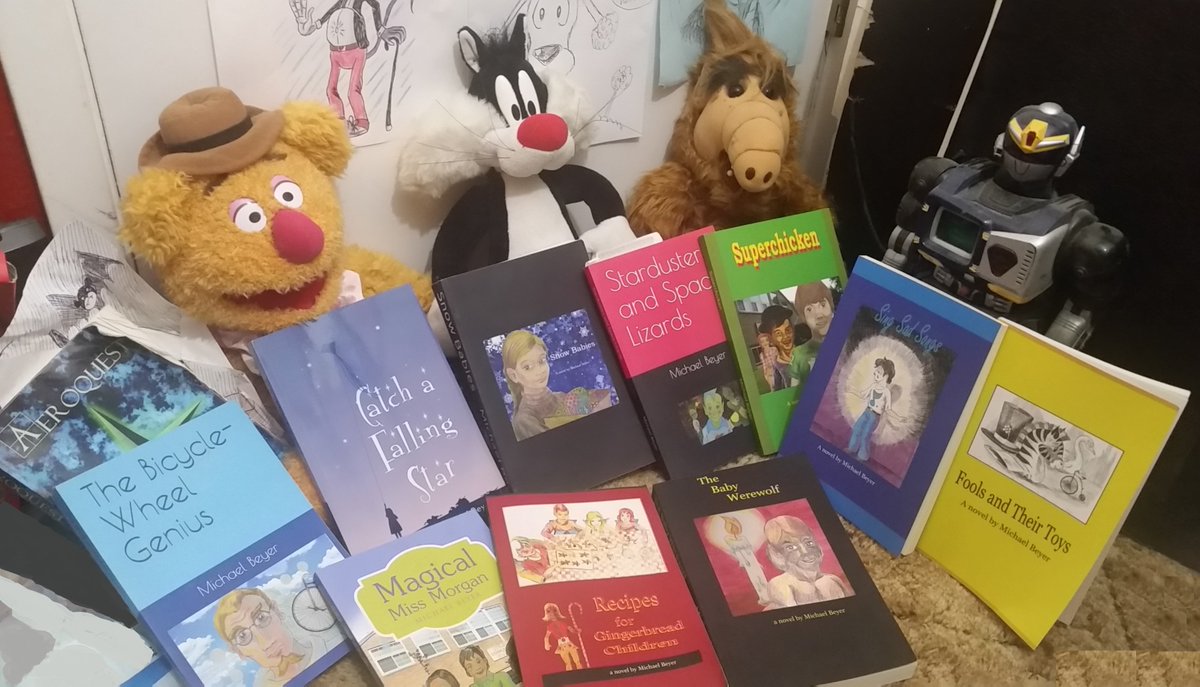 mbeyer51's tweet photo. That's a look at all the evidence that I might be a writer (and that I still play with toys) .  How old am I, anyway?  Certainly in my second childhood... or possibly tenth. https://t.co/OX48Gn3g2h