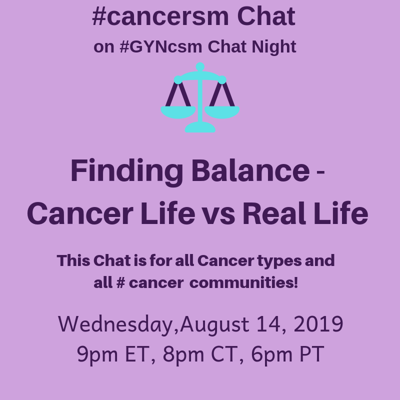 btrfly12's tweet image. Join/Share: #CancerSM all-cancer tweet chat Wed Aug 14th at 9pmET on Finding Balance gyncsm.blogspot.com