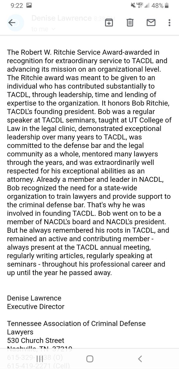 clownatlaw's tweet photo. What a fantastic weekend with my colleagues. It absolutely takes my breath away to be honored by them. Means something extra special coming from your heroes. #TACDL https://t.co/kWEOZeDg81