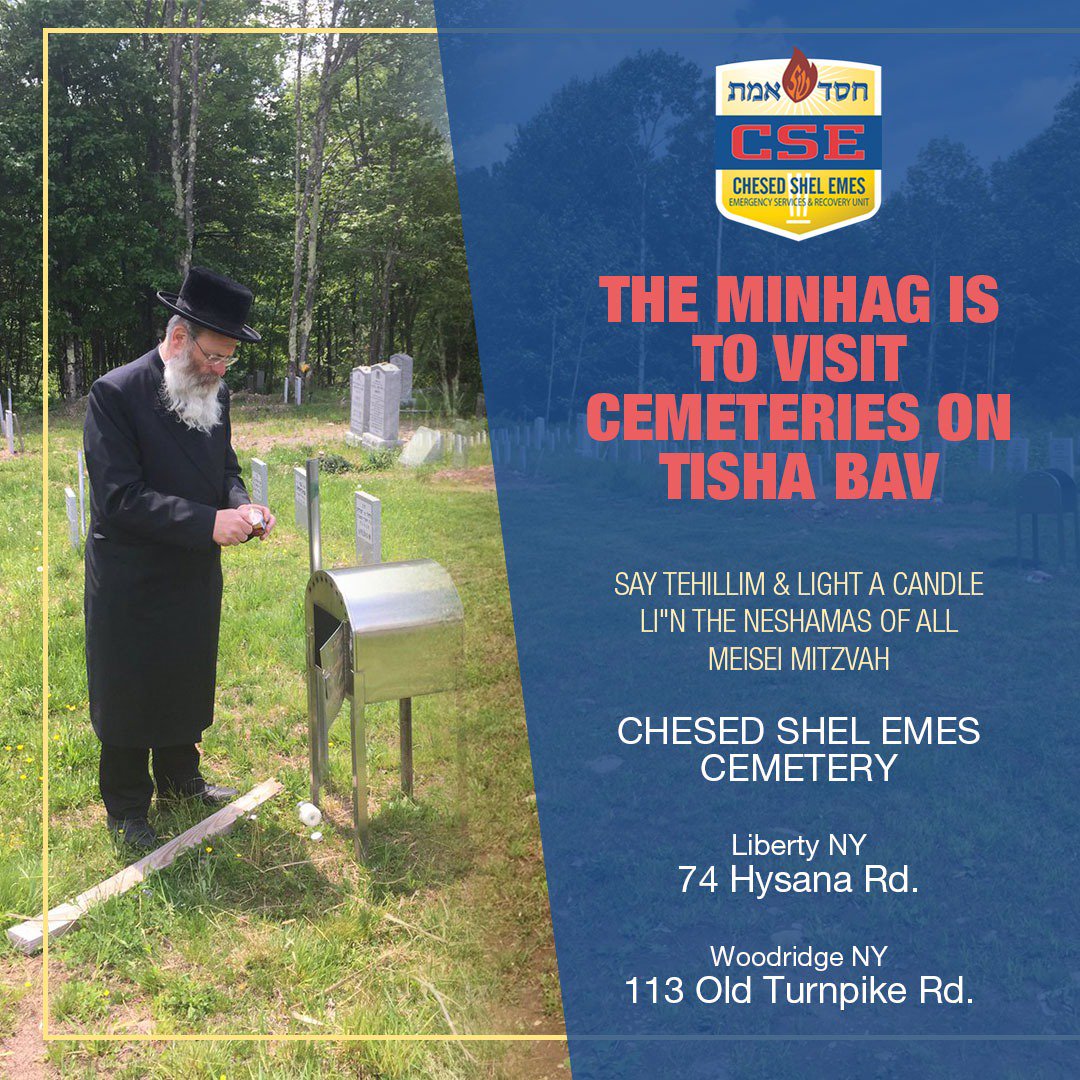 ChesedUSA's tweet photo. There is a Minhag to visit a Cemetery on Tisha Bav say Tehillim light a candle in memory of the Mesei Mitzvah buried in the @ChesedShelEmes cemeteries Woodridge and liberty NY #chevrakadisha #Cemetery #mesmitzvah #woodridgeny #libertyny https://t.co/pOeS3BXuXp